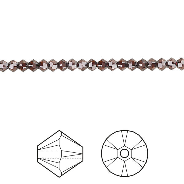 Bead 48pk smoked amber, Crystal Passions® 3mm bicone 5328 image number 0