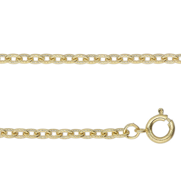Chain, gold-finished steel, 3mm textured cable, 25 inches with springring clasp. Sold individually. image number 0