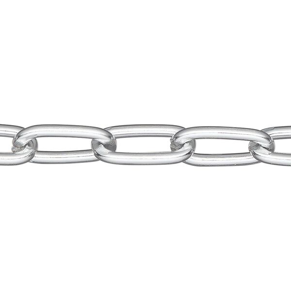 Chain, anodized aluminum, silver, 7.8mm paperclip. Sold per pkg of 5 feet. image number 0