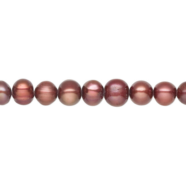 Pearl 1pkg1, cultured freshwater, semi-round C grade, 15 inch 5-6mm dyed rhubarb image number 0
