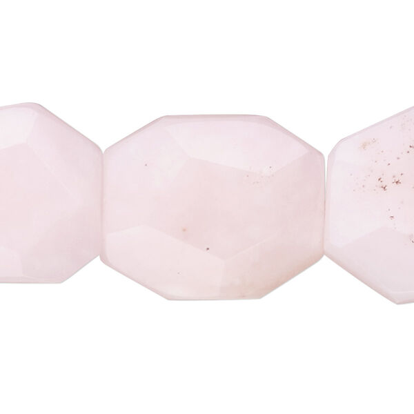 Bead, pink opal (natural), 20x15mm-30x26mm hand-cut faceted flat rectangle, B grade, Mohs hardness 5 to 6-1/2. Sold per 8-inch strand, approximately 9 beads. image number 0