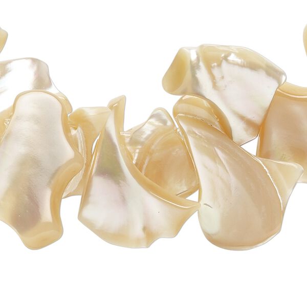 Bead, mother-of-pearl shell (natural), extra-large top-drilled chip, Mohs hardness 3-1/2. Sold per 15-1/2" to 16" strand. image number 0