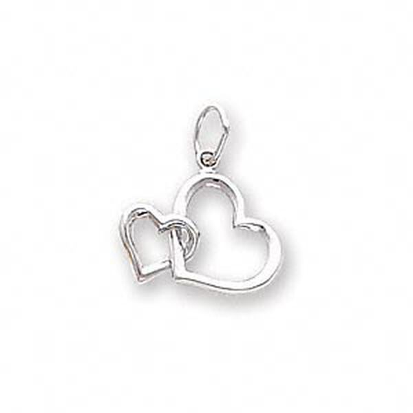 Charm, 14KtW white gold, 14x10mm double heart. Sold individually. image number 0