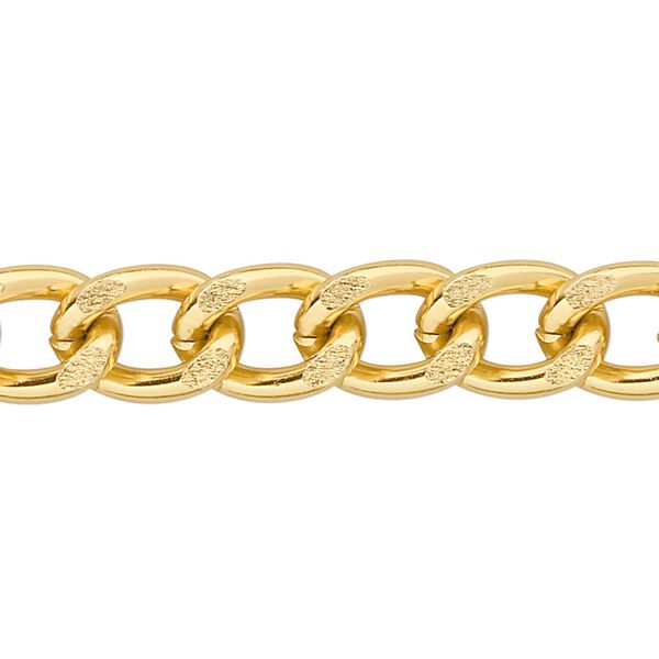 Chain, anodized aluminum, gold, 10mm curb. Sold per pkg of 5 feet. image number 0