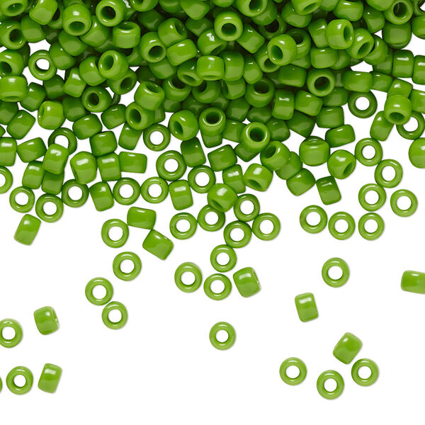 Seed bead, TOHO BEADS®, glass, pkg/7.5g, #8 round, opaque mint green (TR-08-47). image number 0