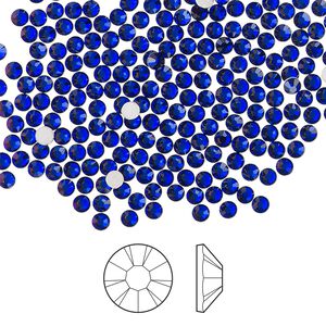 Flat back 144pk cobalt blue foil back, Preciosa MAXIMA Czech crystal hotfix rhinestone 2.3-2.5mm chaton rose round SS8