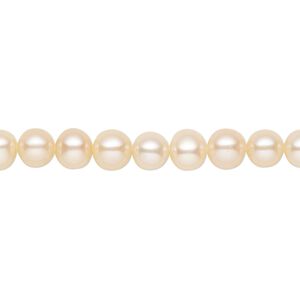 Pearl, cultured freshwater (natural), peach, 5-6mm semi-round with 0.4mm hole, C grade, Mohs hardness 2-1/2 to 4. Sold per 15-1/2" to 16" strand.