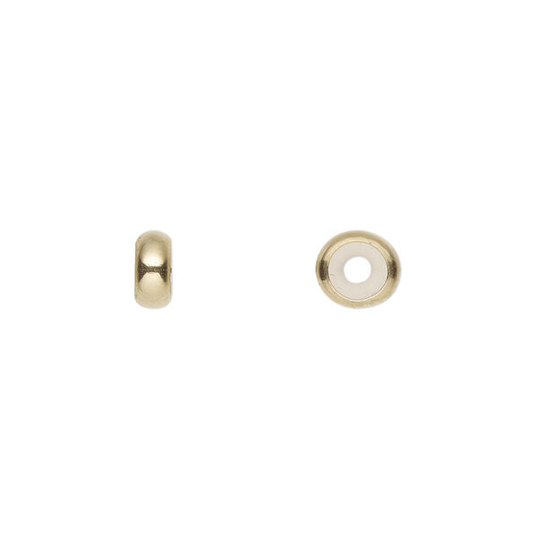 Bead keeper, 14Kt gold-filled and silicone, 7x3mm rondelle. Sold individually. image number 0