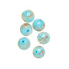 Bead, lampworked glass, clear / light blue / glow-in-the-dark / gold, 8mm round. Sold per pkg of 6. image number 0
