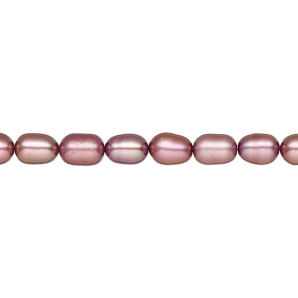 Pearl, cultured freshwater (dyed), cerise, 4-6mm rice, B- grade, Mohs hardness 2-1/2 to 4. Sold per 15-inch strand. image number 0