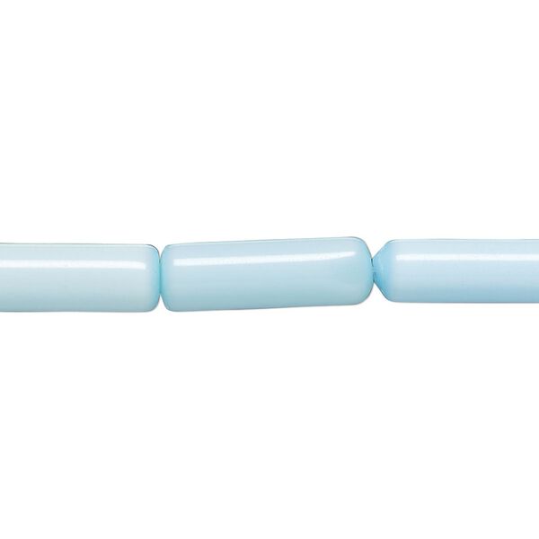 Bead, cat's eye glass (fiber optic glass), sky blue, 15x4mm-19x6mm round tube. Sold per 14-inch strand, approximately 25 beads. image number 0