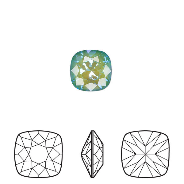 Fancy stone 2pk crystal silky sage DeLite, Crystal Passions® 10mm cushion 4470 image number 0