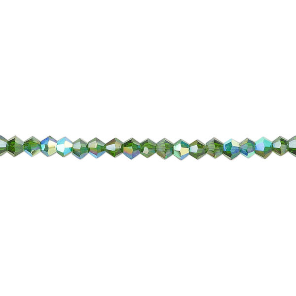 Bead 1pk 16 facets translucent emerald green AB, Celestial Crystal® 3mm bicone 15.5-16 inch image number 0
