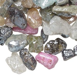 Multi-gemstone 1pkg1, hand-cut top-drilled chip / nugget bead 4 oz mix medium to extra-large / mini to medium