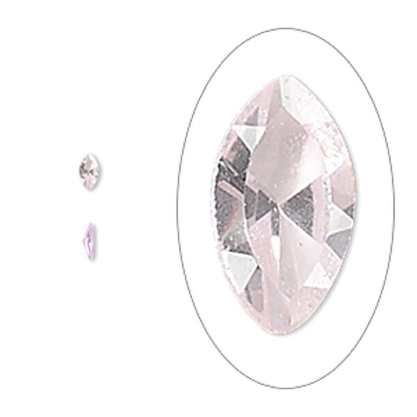 Gem, cubic zirconia, sapphire rose, 4x2mm faceted marquise, Mohs hardness 8-1/2. Sold per pkg of 5. image number 0
