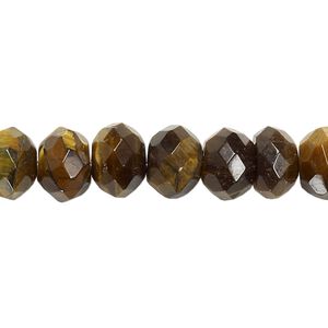 Tigereye 1pkg1, faceted rondelle bead natural 15.5-16 inch 10x7mm