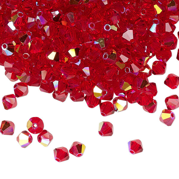 Bead 48pk light Siam AB, Preciosa Czech crystal 4mm bicone image number 0