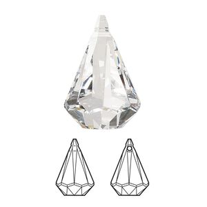 Drop 24pk crystal, Swarovski® 24x15.5mm pendant prismatic 6022