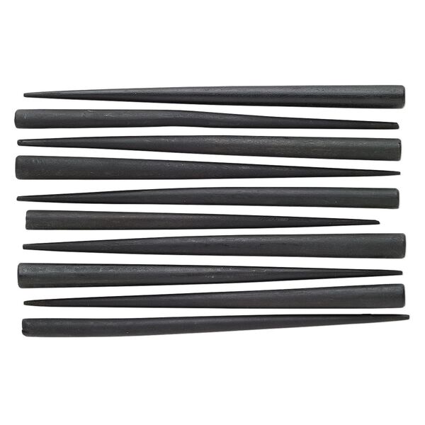 Hair stick, wood (dyed), black, 6 to 6-1/2 inch hand-carved, end-drilled. Sold per pkg of 10. image number 0