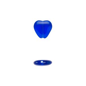 Bead, Czech pressed glass, cobalt, 10x9.5mm heart. Sold per 15-1/2" to 16" strand, approximately 45 beads.