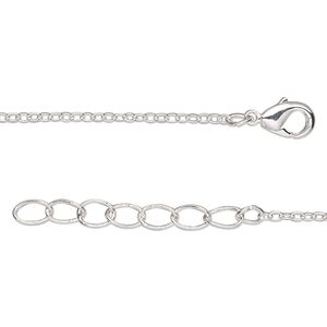 Chain 1pkg2 cable, 1.5mm / lobster claw clasp, silver-finished brass 20 inch