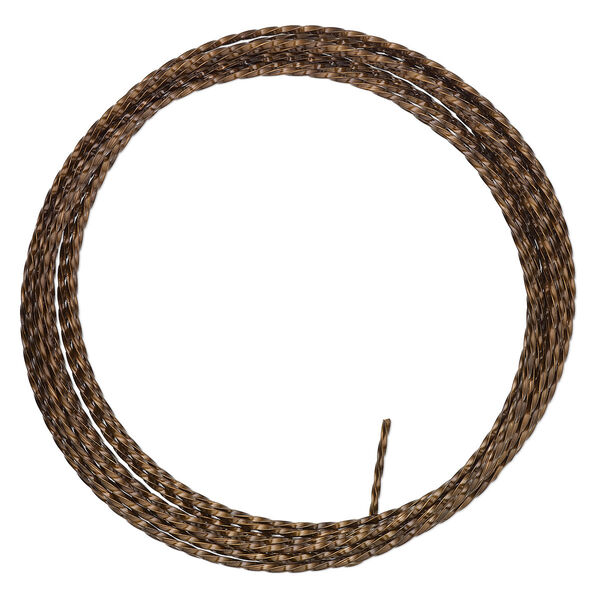 Wire, ParaWire™, vintage bronze-finished copper, twisted square, 18 gauge. Sold per 8-foot section. image number 0