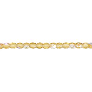 Bead, Czech fire-polished glass, honey AB, 3mm faceted round. Sold per pkg of 1,200 (1 mass).