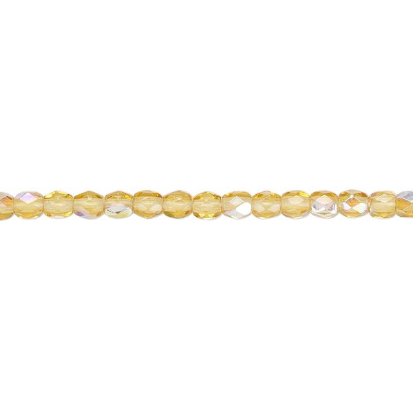 Bead, Czech fire-polished glass, honey AB, 3mm faceted round. Sold per pkg of 1,200 (1 mass). image number 0