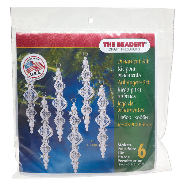 Ornament kit, The Beadery®, plastic, clear and pearl, ice drops (7003). Sold individually. image number 0