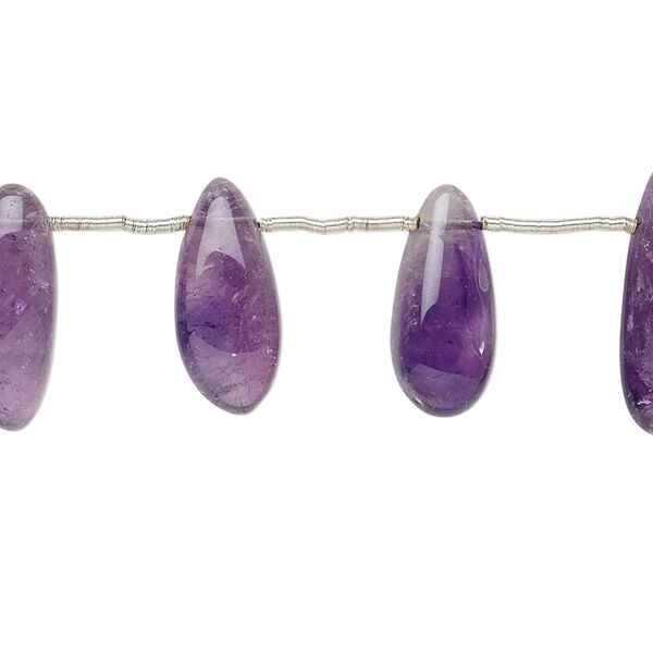 Amethyst 1pkg25, hand-cut top-drilled teardrop bead natural C grade, 9x4mm-23x7mm image number 0