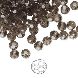 Bead 24pk black diamond, Preciosa Czech crystal 5mm round
