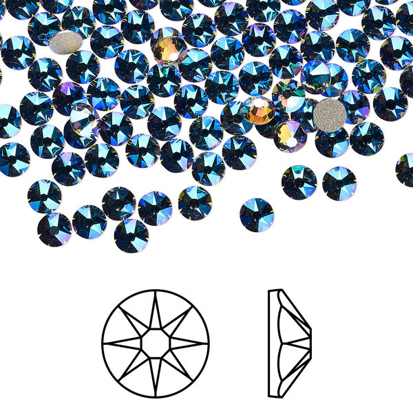 Flat back 144pk black diamond shimmer foil back, Crystal Passions® 3-3.2mm rose round SS12 2088 image number 0