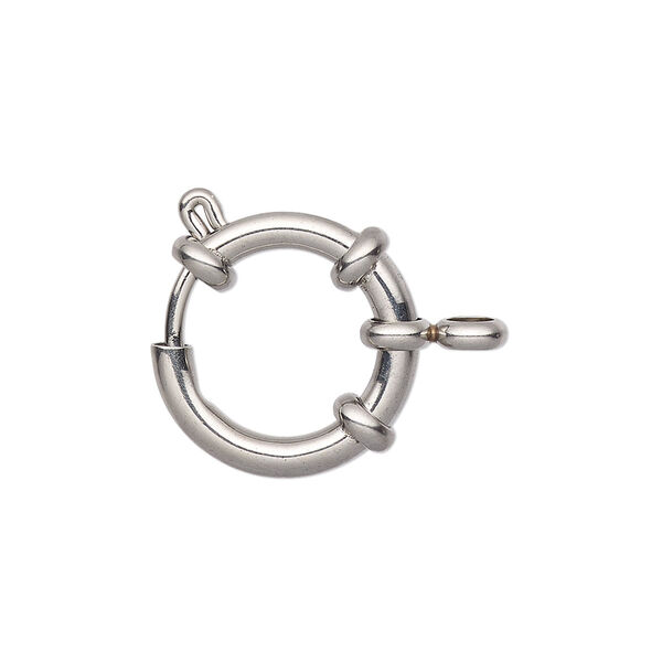 Clasp, springring, stainless steel, 18mm with nautical design. Sold individually. image number 0