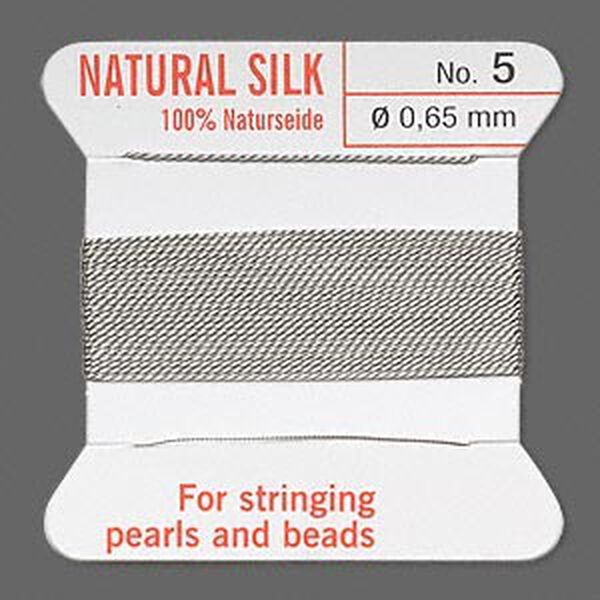 Thread, Griffin, silk, grey, size #5. Sold per 2-meter card (approximately 78 inches). image number 0