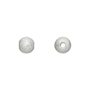 Bead, sterling silver, 8mm stardust round. Sold per pkg of 2.