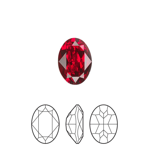 Fancy stone 2pk light Siam foil back, Preciosa MAXIMA Czech crystal rhinestone 14x10mm oval image number 0