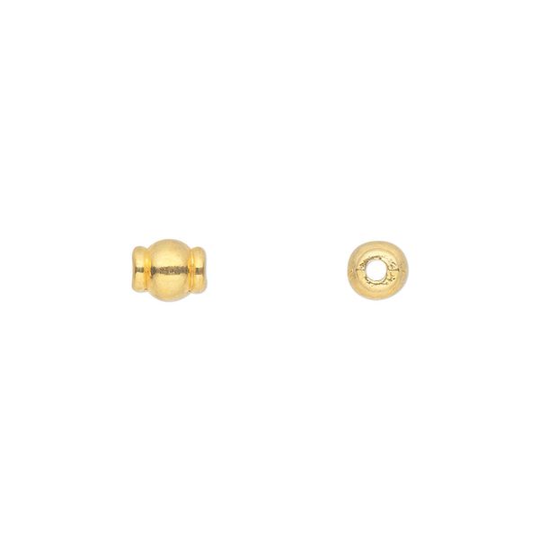 Bead, gold-finished "pewter" (zinc-based alloy), 6x5mm oval. Sold per pkg of 100. image number 0