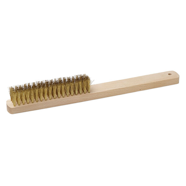 Brush, wire, Chinese birch wood and brass, brown, 10-3/8 x 1-inch with 4-1/2 x 3/4 inch bristle. Sold individually. image number 0