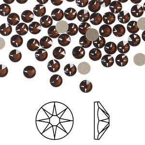 Flat back 1pkg1440 smoked topaz foil back, Swarovski® ReCreated™, 3.8-4mm rose round SS16 2088