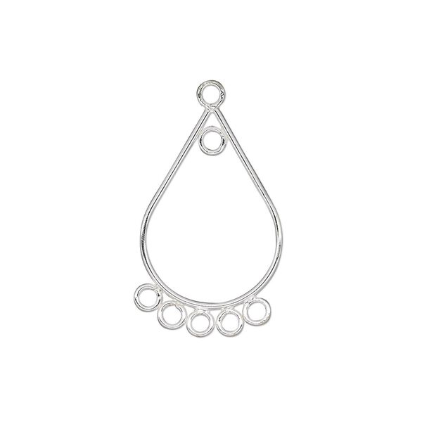 Drop, sterling silver, 21x14mm teardrop with 6 loops. Sold per pkg of 2. image number 0