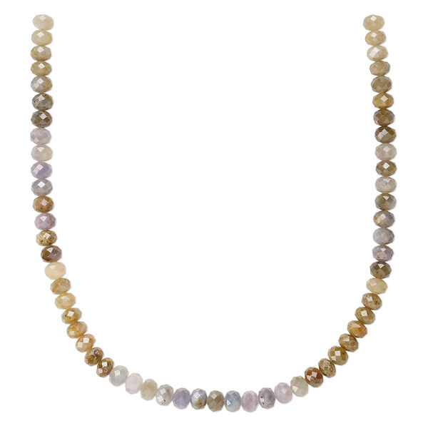 Bead, multi-sapphire (heated), 7x5mm-8x6mm hand-cut faceted rondelle, C+ grade, Mohs hardness 9. Sold per 12-inch strand. image number 0