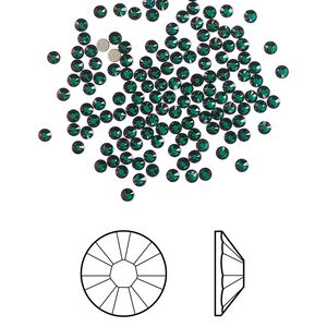 Flat back 144pk emerald foil back, Crystal Passions® 1.7-1.9mm rose round SS5 2058
