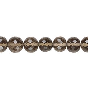 Smoky quartz 1pkg1, hand-cut faceted round bead 8 inch 8-9mm