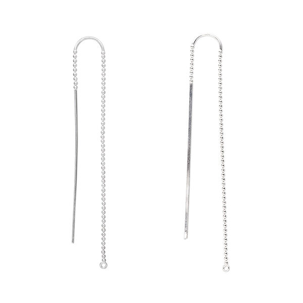 Ear thread, sterling silver, 6-inch ball chain with loop. Sold per pair. image number 0