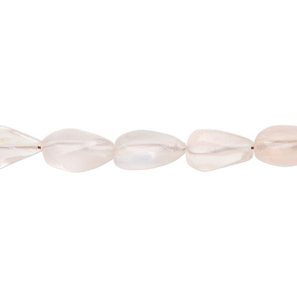 Rose quartz 1pkg1, hand-cut flat teardrop bead natural 13 inch 9x5mm-11x8mm image number 0
