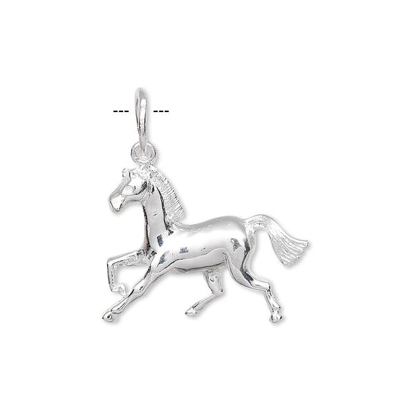 Charm, sterling silver, 21x18mm plain horse. Sold individually. image number 0