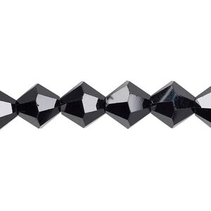 Bead 1pk opaque black, Celestial Crystal® 10mm bicone 8 inch