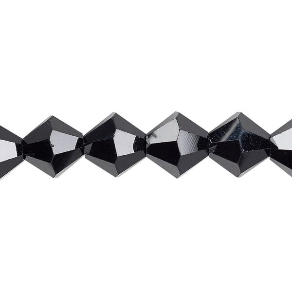 Bead 1pk opaque black, Celestial Crystal® 10mm bicone 8 inch image number 0