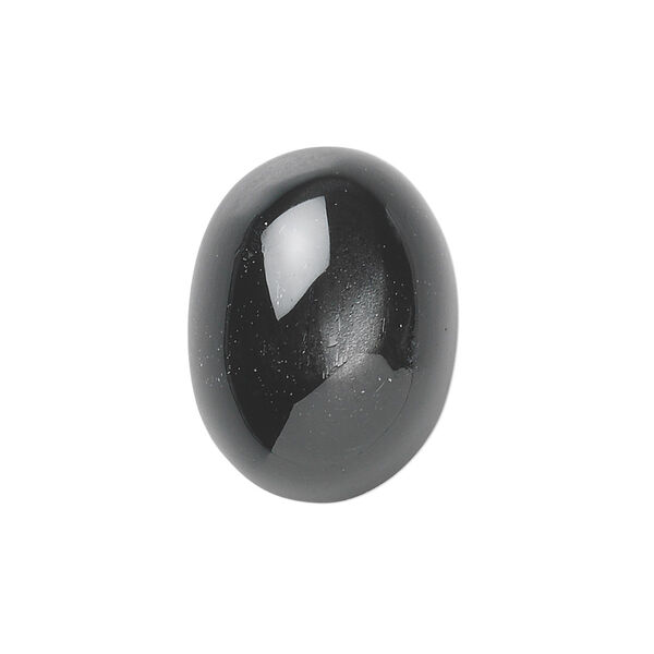 Cabochon, black star diopside (natural), 8x6mm non-calibrated oval, C grade, Mohs hardness 5-1/2 to 6. Sold per pkg of 2. image number 0
