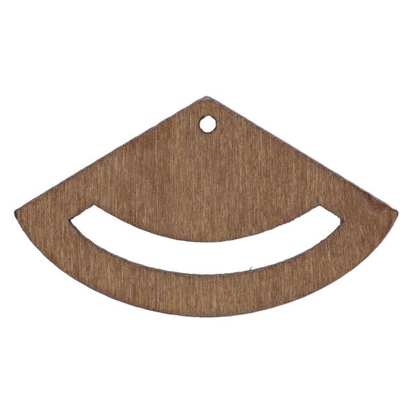 Focal, fiberboard, brown, 2 x 1-1/4 inch top-drilled fan with cutout. Sold per pkg of 6. image number 0
